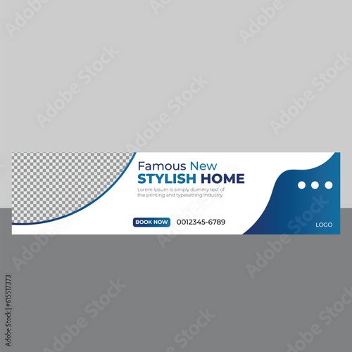 Real Estate Vector Creative Linkedin Or Facebook Cover Design And Web Banner. 