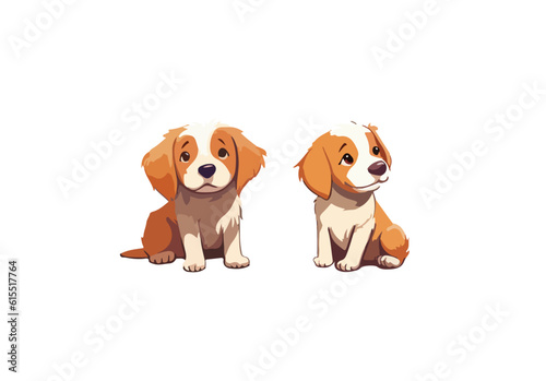 Cartoon puppies on a white background. Vector illustration