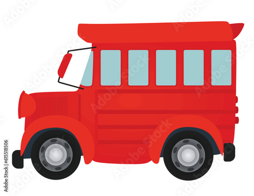 Red  school bus. vector illustration