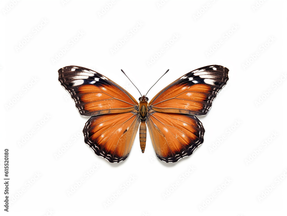 Fototapeta premium Illustration of a beautiful butterfly isolated on white background. The flap is expanded showing the entire pattern on the flap.