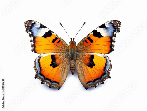 Illustration of a beautiful butterfly isolated on white background. The flap is expanded showing the entire pattern on the flap. © Aisyaqilumar