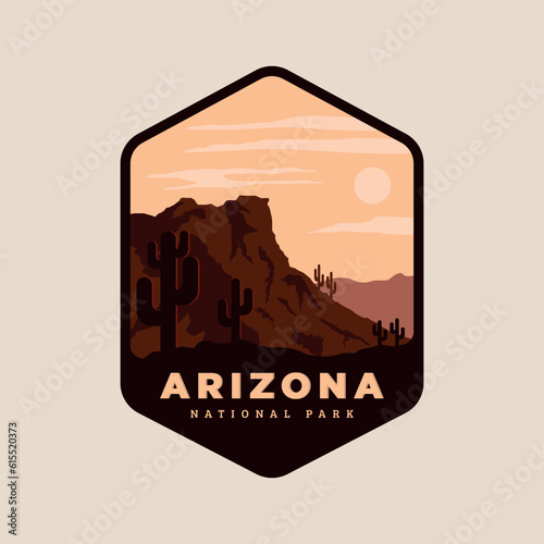 arizona national vintage logo vintage vector landscape illustration design.