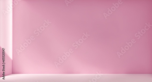 Empty light pink wall with beautiful chiaroscuro. Elegant minimalist background for product presentation