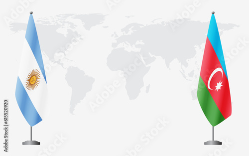 Argentina and Azerbaijan flags for official meeting