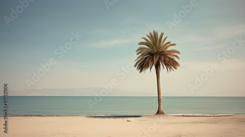  Shade of a palm tree on the beach. IA generative. © Moon Project