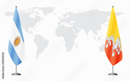 Argentina and Bhutan flags for official meeting