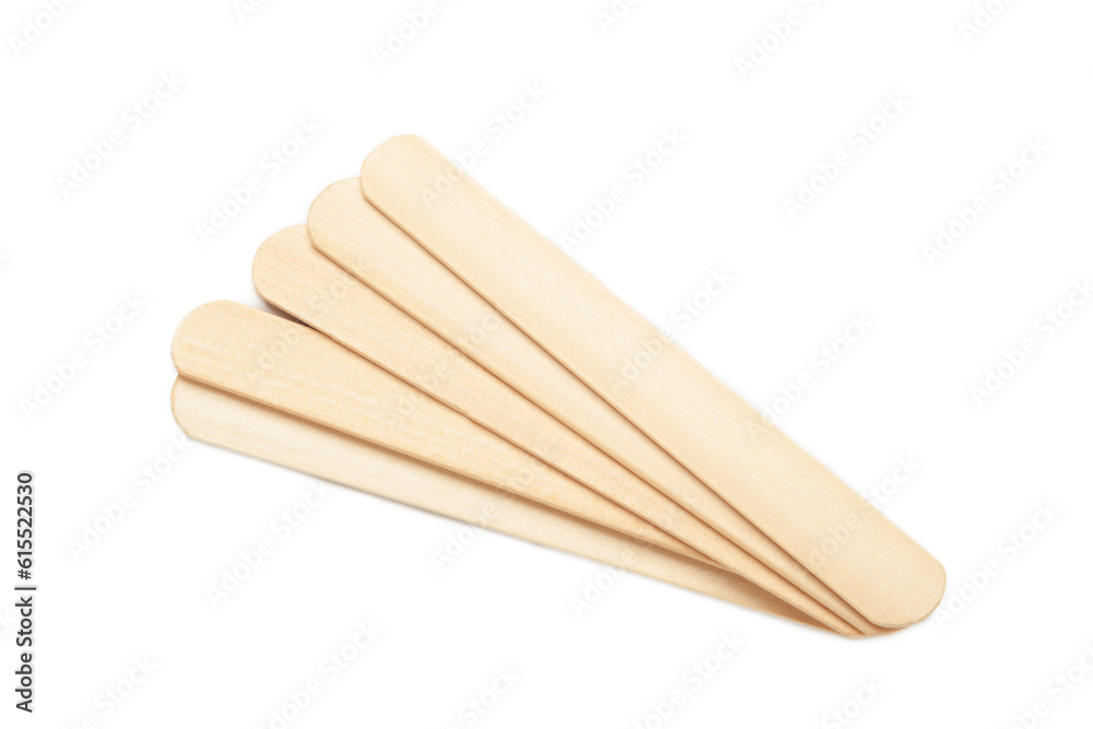 Sticks of wood for wax and spa, isolated on white background Sticks of wood for wax and spa, isolated on white background