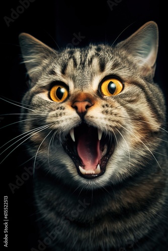 Funny cat portrait looking shocked or surprised. Generative ai image. © nuclear_lily