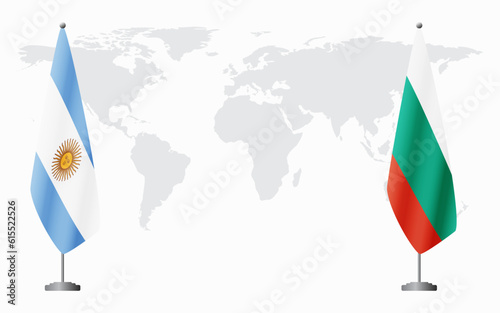 Argentina and Bulgaria flags for official meeting