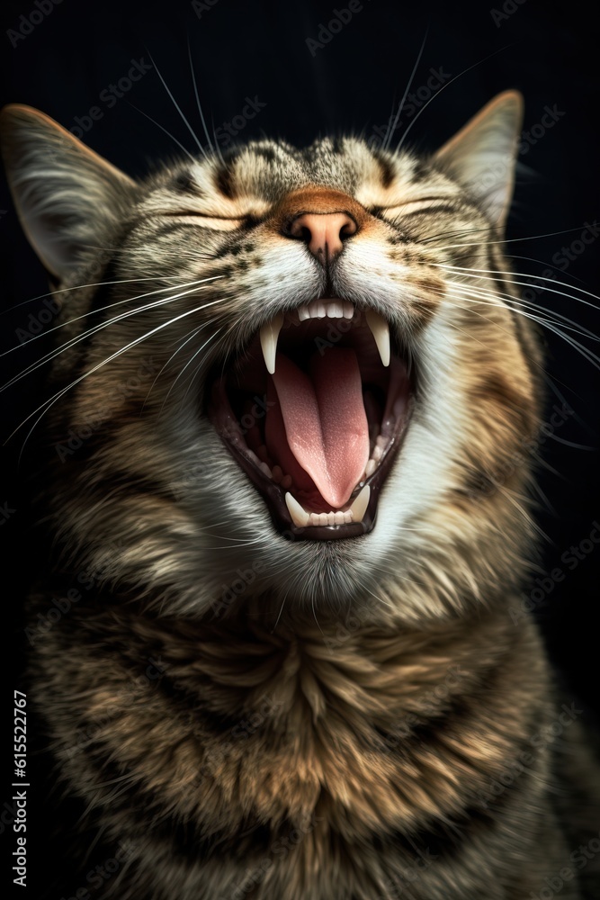Obraz premium Funny cat portrait looking shocked or surprised. Generative ai image.