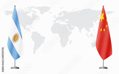 Argentina and China flags for official meeting