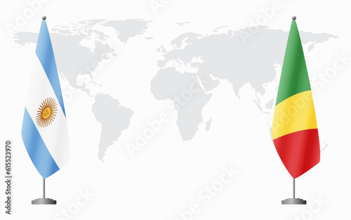 Argentina and Congo-Brazzaville flags for official meeting
