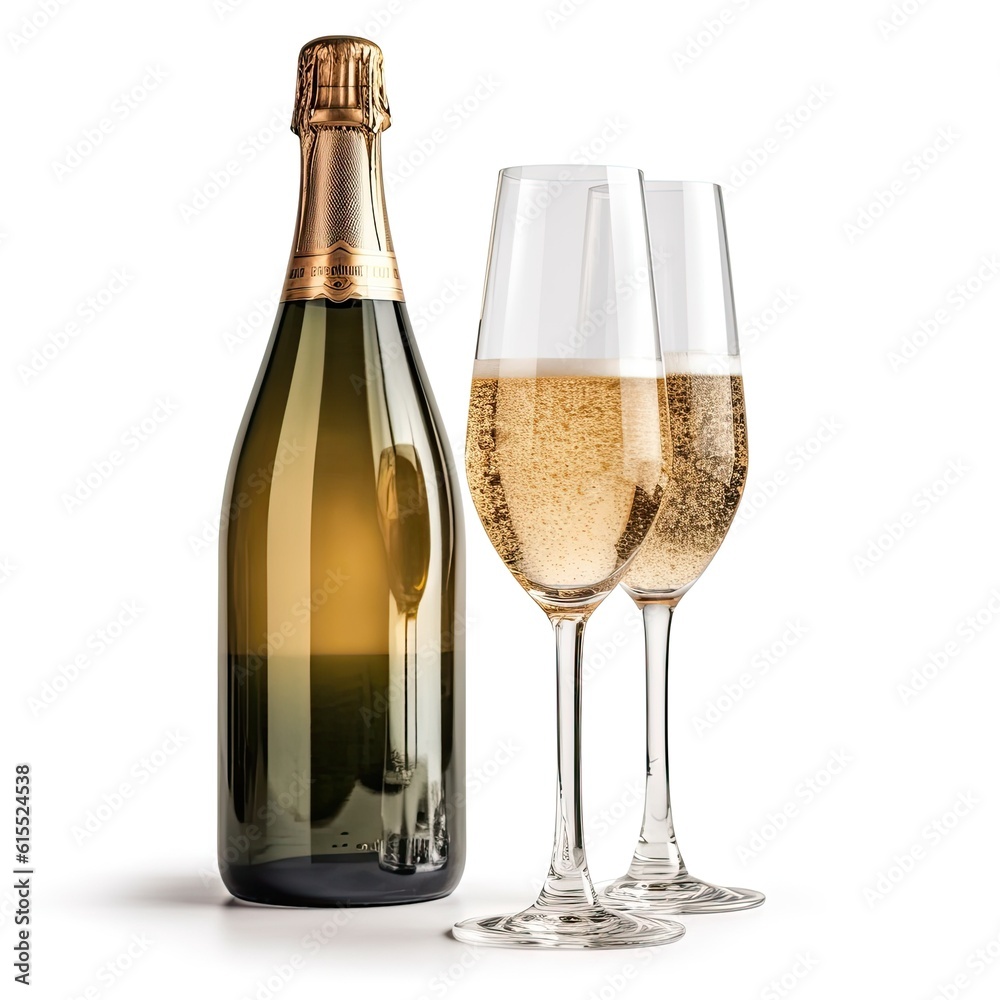 champagne isolated on white background, ai generative champagne isolated on white background, ai generative