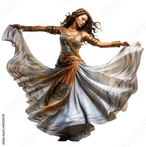 Indian dancer isolated on the transparent background PNG. AI generative.	 photo