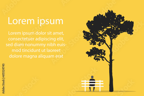 Businessman Sit Pondering Under Tree. concept of  Problem, pressure, and risk