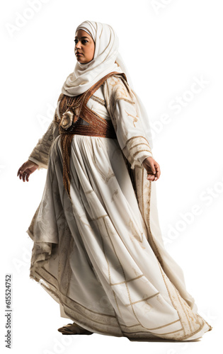 Woman in arabian dress isolated on the transparent background PNG. AI generative. 
