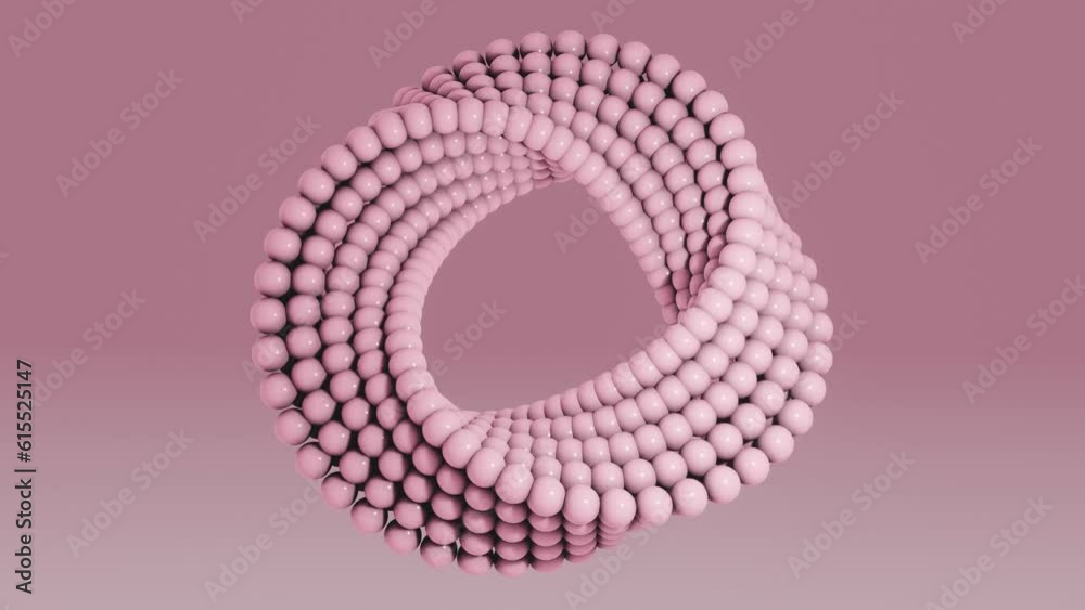 3d animation render of Abstract ring rotating. Smooth hypnotic pattern ...