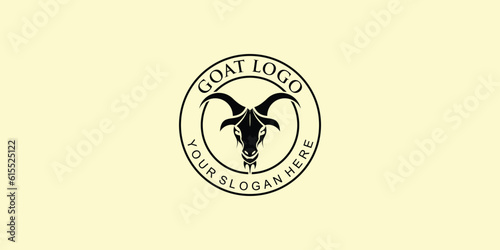 Simple goat logo design with modern concept premium vector