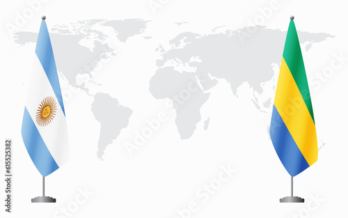 Argentina and Gabon flags for official meeting
