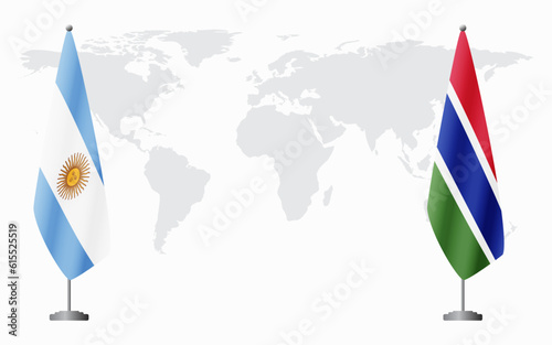 Argentina and Gambia flags for official meeting