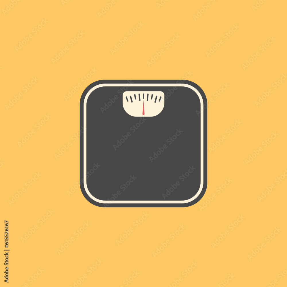 Vector illustration of an icon device for measuring weight, sports, personal care, health, proper nutrition, overweight, weight measurement.