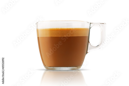 Coffee latte in a glass cup isolated on white background, including clipping path