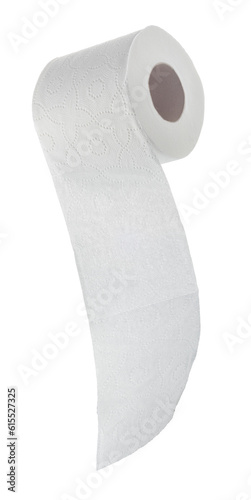 White toilet paper roll unrolling isolated