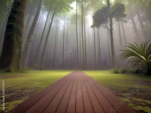 Wooden floor in forest  Generative AI Illustration
