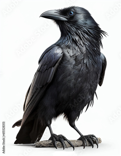 Black Crow isolated in white background, Generative Ai
