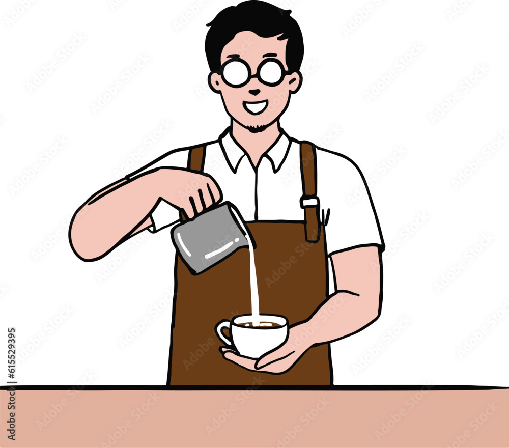 Cartoon Beretta Man with Coffee Art Cartoon Beretta Man with Coffee Art