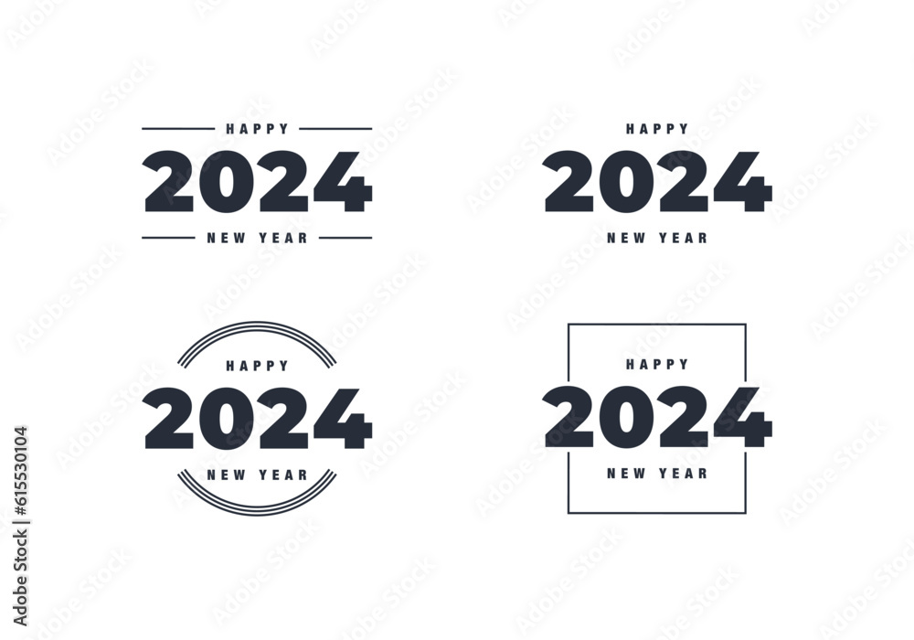 Big Set of 2024 Happy New Year Logo Vector Template Design 2024 New ...