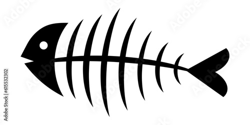 Fish skeleton icon. Cartoon fishbone icon. Vector illustration isolated on white background.