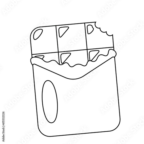 Chocolate bar in a wrapper in black and white