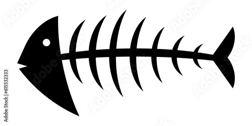 Fish skeleton icon. Cartoon fishbone icon. Vector illustration isolated on white background.