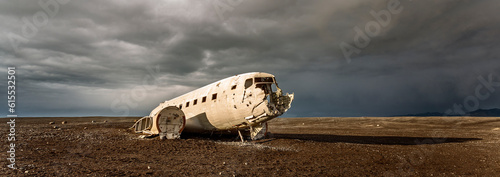 DC 3 abandoned on Black Beach,Vik I Myrdal, Iceland