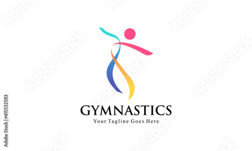 Abstract Human for Aerobic Logo Fitness, Gym, and Sport Vector Logo Design