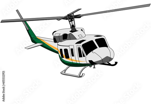Bell 212 Helicopter Editable Vector Illustration - For Poster, Banner and Patch Design