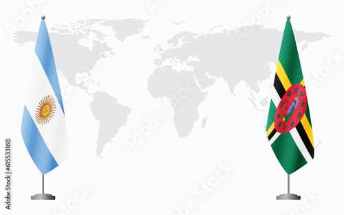 Argentina and Dominica flags for official meeting