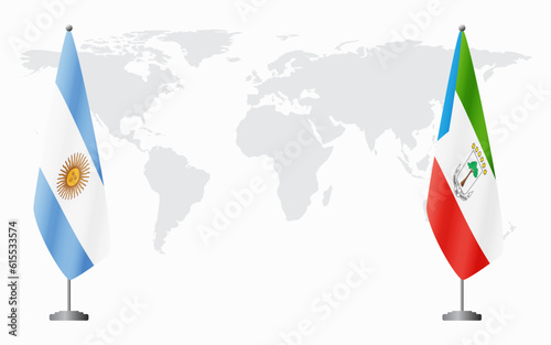 Argentina and Equatorial Guinea flags for official meeting