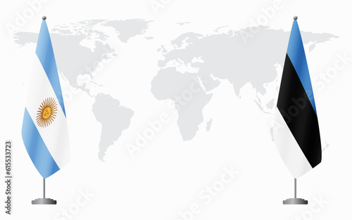 Argentina and Estonia flags for official meeting