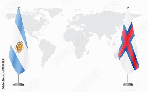 Argentina and Faroe Islands flags for official meeting