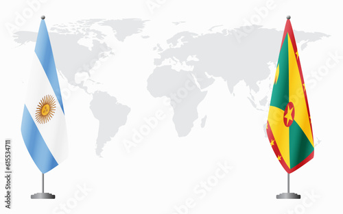 Argentina and Grenada flags for official meeting