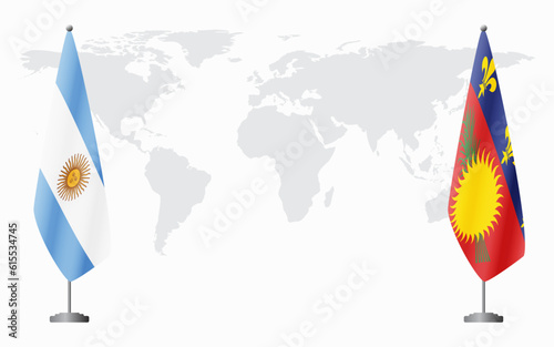 Argentina and Guadeloupe flags for official meeting