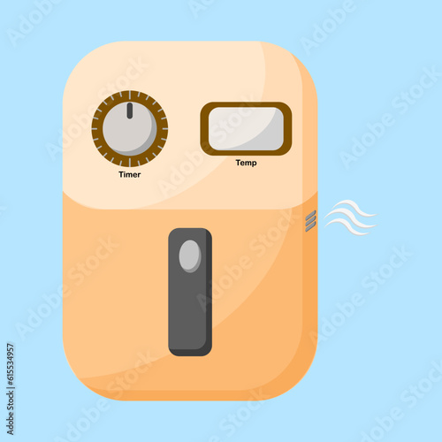 Air Fryer, Oil-Free Fryer for healthy food in flat vector illustration design