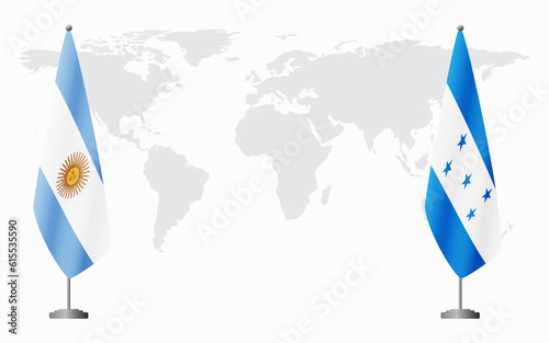 Argentina and Honduras flags for official meeting