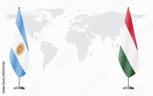 Argentina and Hungary flags for official meeting