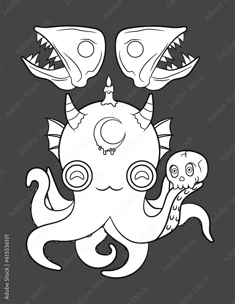 Cute pastel goth and creepy kawaii coloring page for kids and adults ...