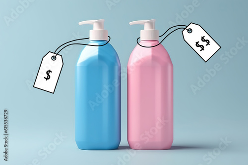 Pink tax and gender stereotypes concept, specific genders with different price tags
