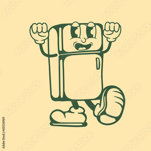 Vintage character design of fridge