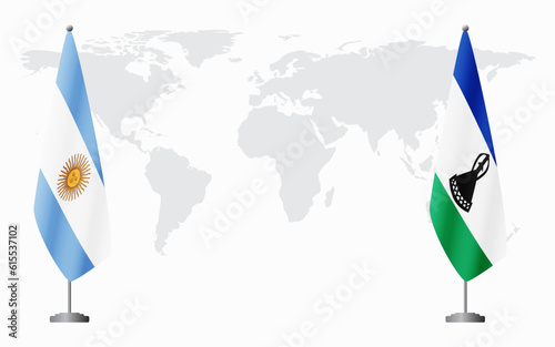 Argentina and Lesotho flags for official meeting